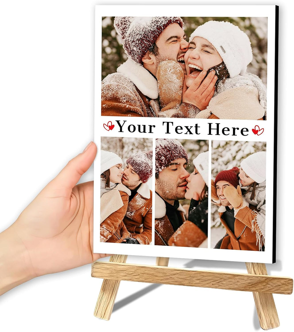 Custom Photo Frame with Stand, Personalized Picture Display, MDF and Wood Construction, Desktop Decor, Multiple Designs, Customizable Gift for Family and Friends