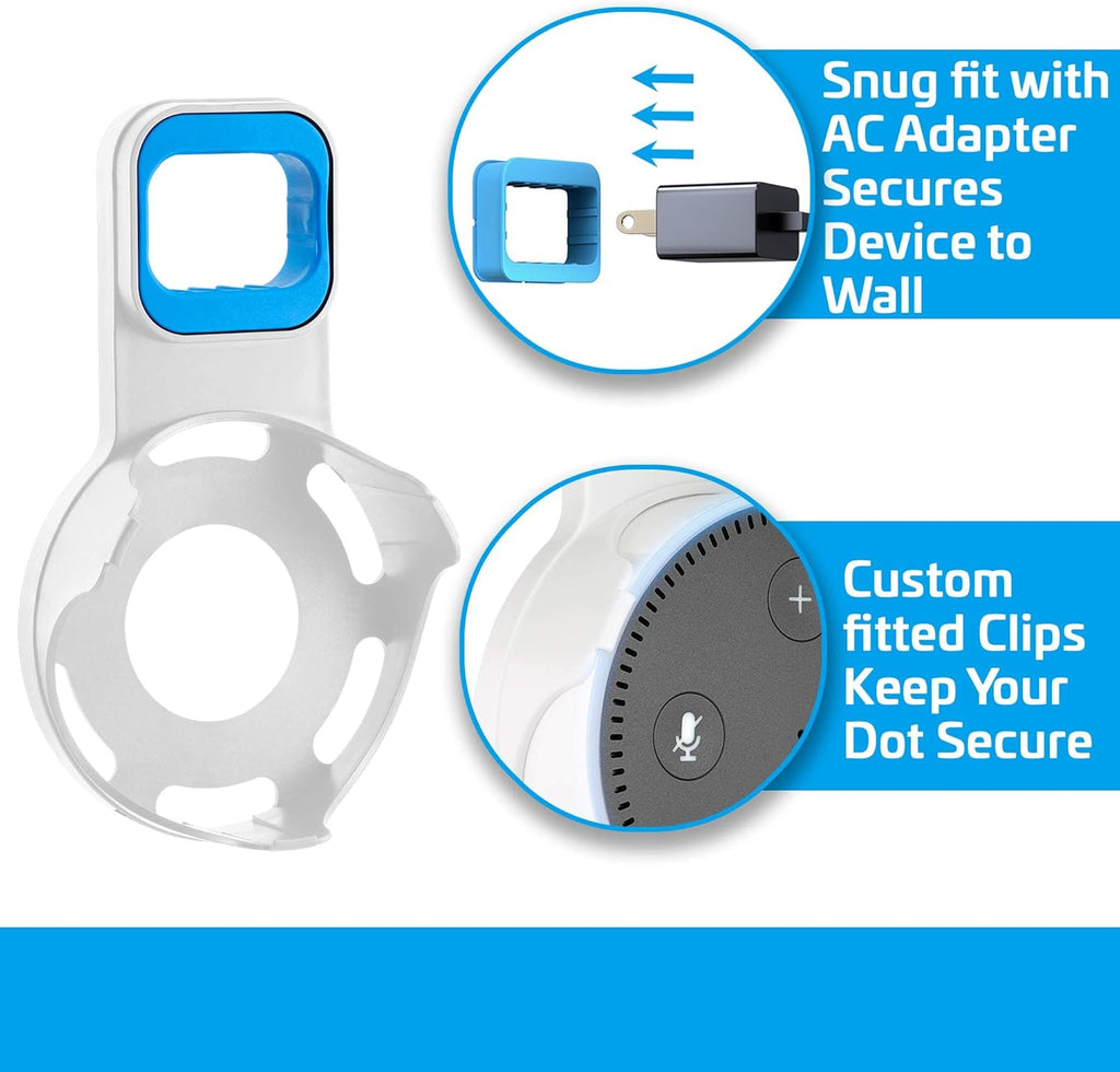 Coby Wall Mount for Echo Dot 2nd Generation, Smart Speaker Holder with Built-in Cable Management, 7.75" USB Charging Cable, Space-Saving Alexa Mount for Kitchen, Bedroom, Office, Bathroom
