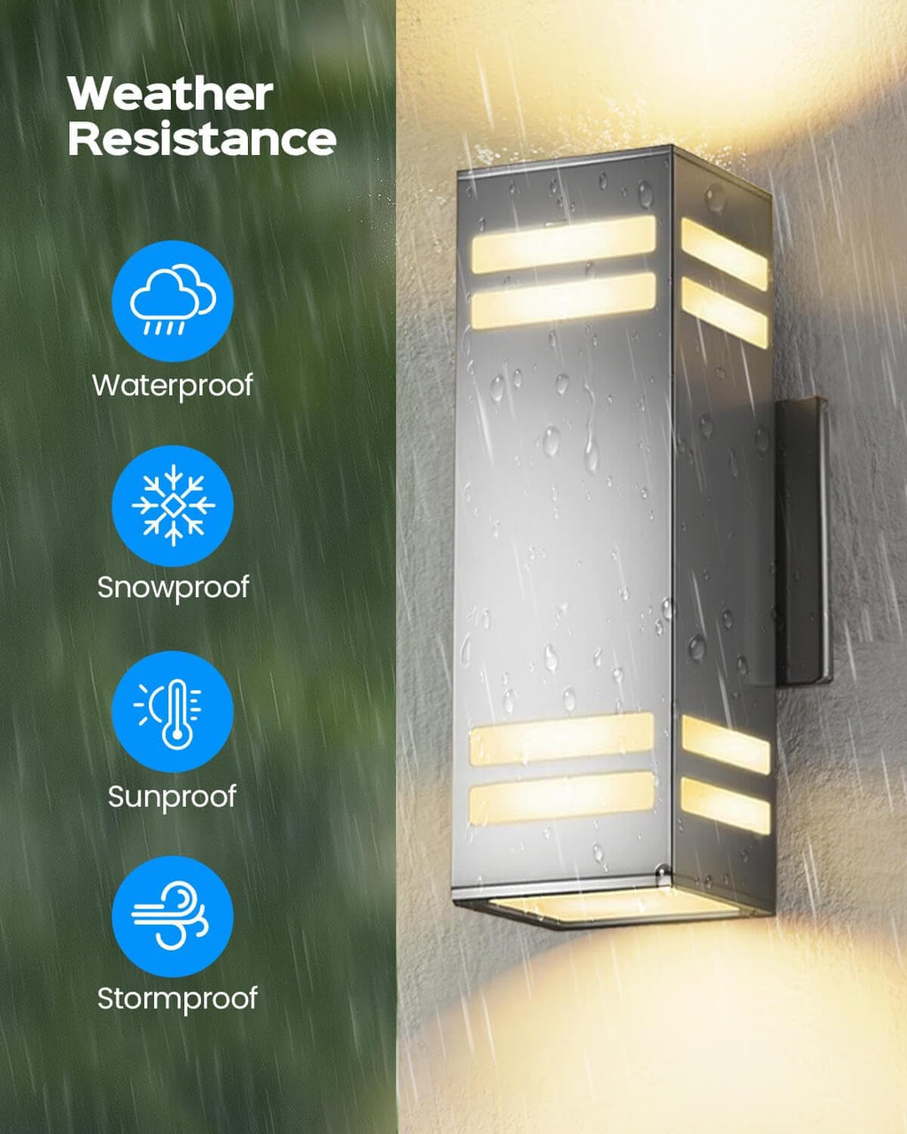 KIZON Modern Dusk to Dawn Outdoor Wall Light, Stainless Steel Up and Down Sconce with E26 Base, Includes 3000K Bulbs, Waterproof Exterior Lighting Fixture for House Porch Garage Entryway