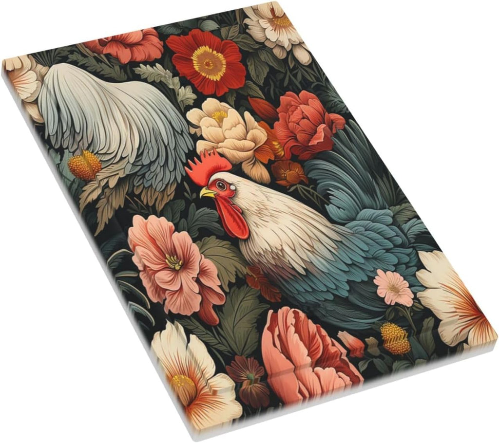 Light Switch Cover Plate Rooster Flowers Red White Chicken Floral 1 Gang No Device Blank Electrical Wall Plates Faceplate Decorative Switch Plate for living Room Farmhouse Decor