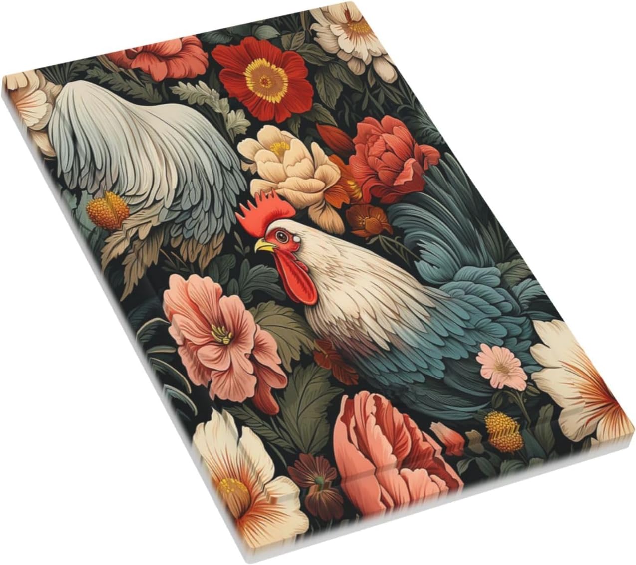 Light Switch Cover Plate Rooster Flowers Red White Chicken Floral 1 Gang No Device Blank Electrical Wall Plates Faceplate Decorative Switch Plate for living Room Farmhouse Decor