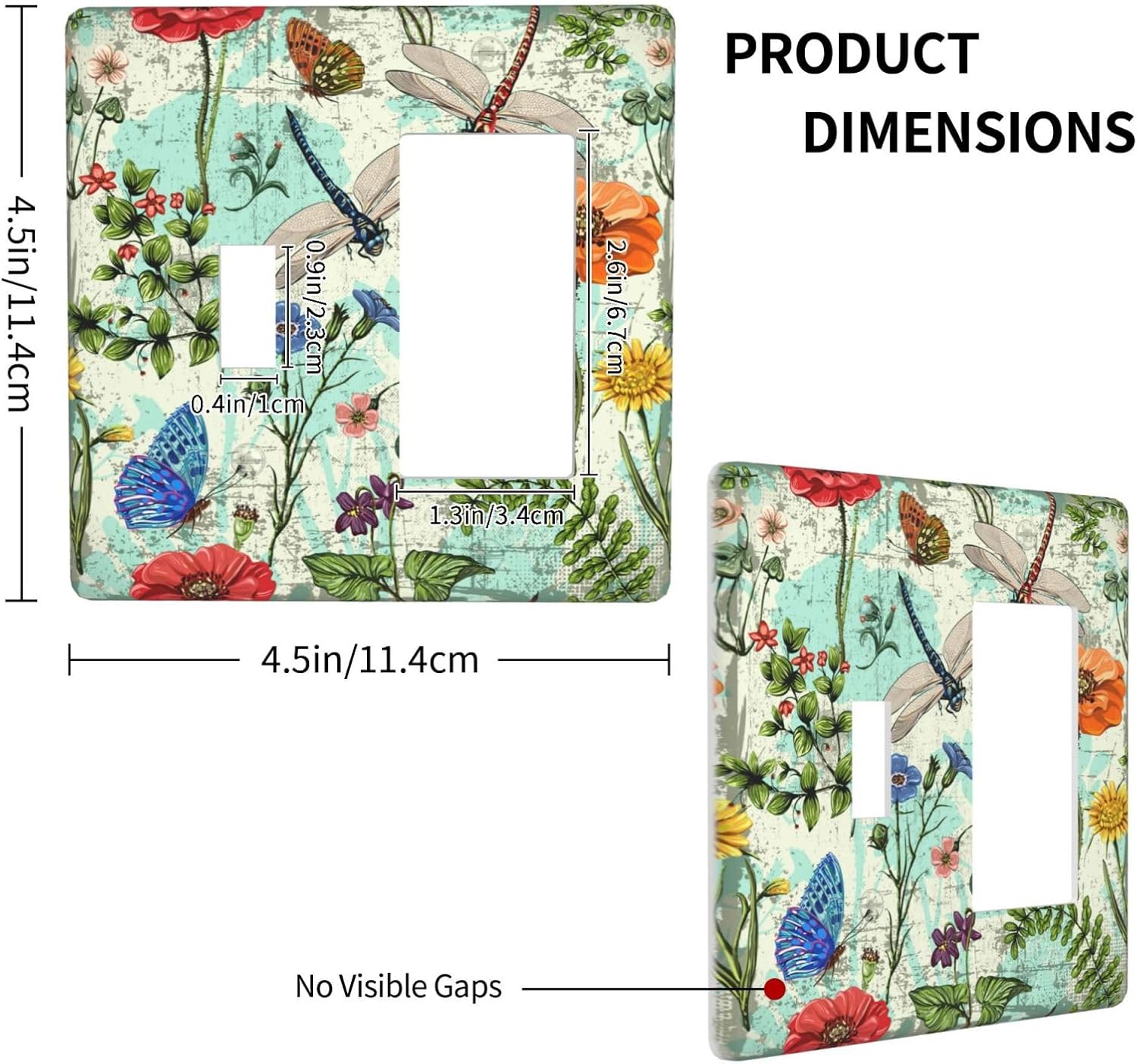 Dragonflies Flowers Butterfly 1 Toggle 1 Rocker Outlet Light Switch Cover Decorative Wall Plate Cover For Home Living Bedroom Kitchen Decorative