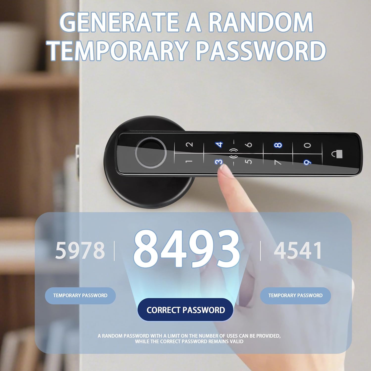 Fingerprint Door Lock Biometric Door Lock with Keypad & Keyless Entry - Smart Door Knob Handle for Bedroom/Home/Hotel/Office/Apartment - Supports APP/IC Card/Fingerprint/Key/Passcode Unlocking