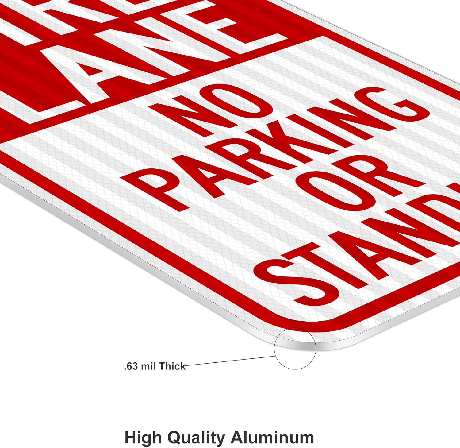 2 Pack- Fire Lane No Parking Or Standing Sign, 18" x 12" Heavy-Duty Aluminum Fire Lane Sign, UV Protected, Reflective, Weather Resistant, Waterproof, Durable Ink, Easy to Mount
