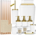 Bathroom Sets with Shower Curtain and Rugs, 27PC Bathroom Accessory Set, White Bathroom Set, White Bathroom Accessories Set with Trash Can, Toilet Brush and Soap Dispensers