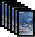 6x9 Picture Frame Set of 6, Black Frame for 6 x 9 Inch Picture Poster Photo, Light Weight and High Transparent 6 by 9 Frame for Wall - 6 Pack/Black/6"x9"