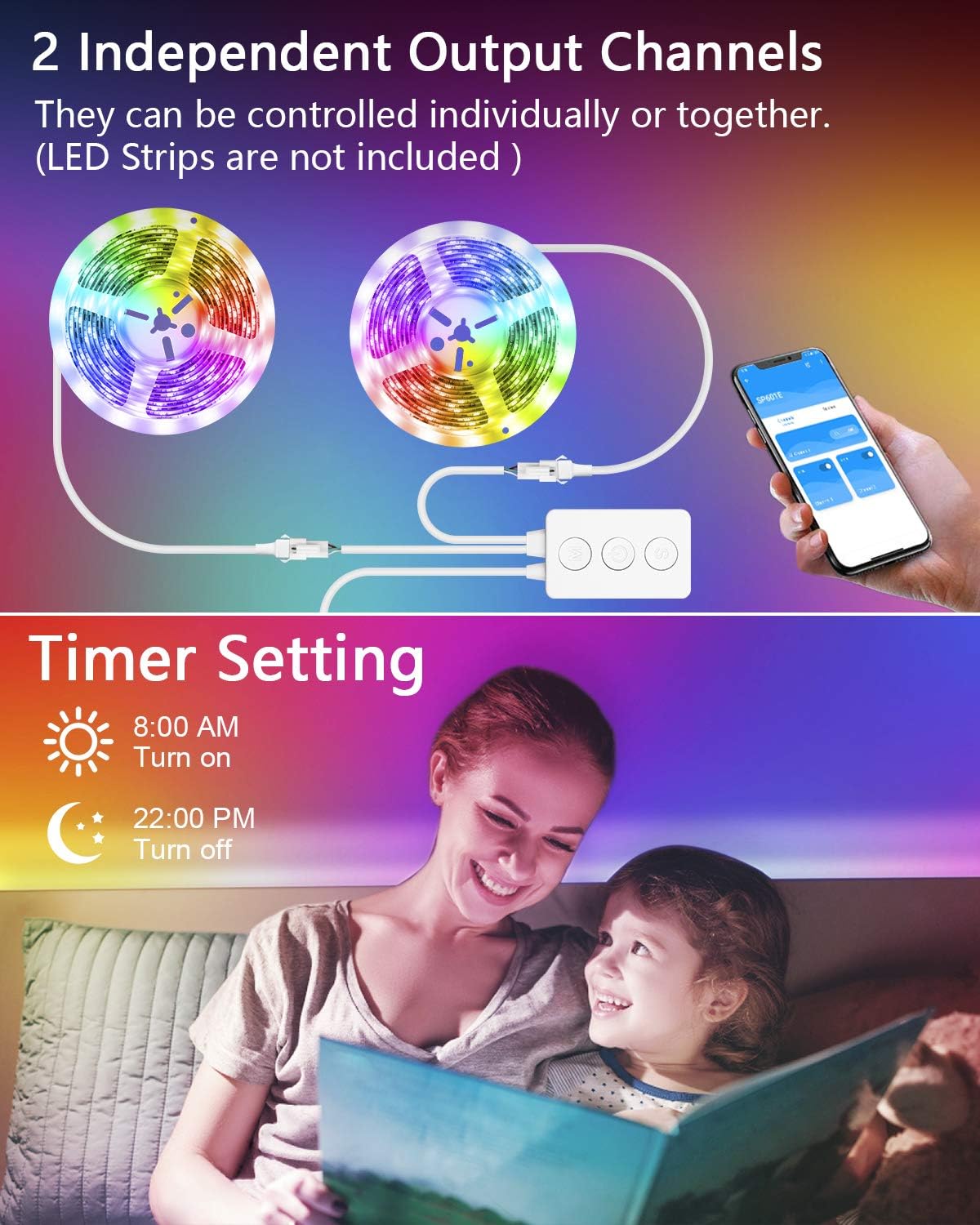 ALITOVE WS2812B Controller Bluetooth Music Sync WS2811 Addressable RGB LED Controller with RF Remote Dual Signal Output DC 5V~24V for SK6812 WS2812 SM16703 1903 3Pin Dream Color LED Pixel Strip Lights