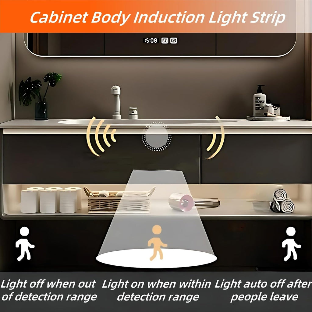 60IN Grey Bathroom Vanity Set - Floating Bathroom Vanity with Single Sink | Including LED Smart Defogging Mirror Cabinet & Time Display Function, Equipped with Motion Sensing Light Strip (Style A)