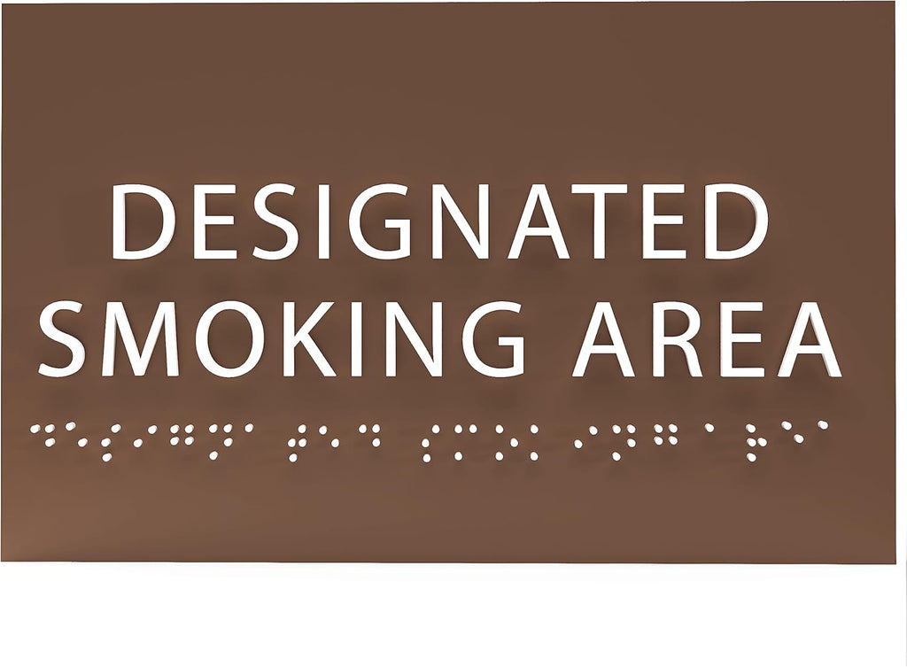 6" X4" Designated Smoking Area Sign - ADA Compliant Tactile Graphics Grade 2 Braille Text | Smoking Permitted Wall Signs for Offices, Private Businesses, Schools, and Restaurants