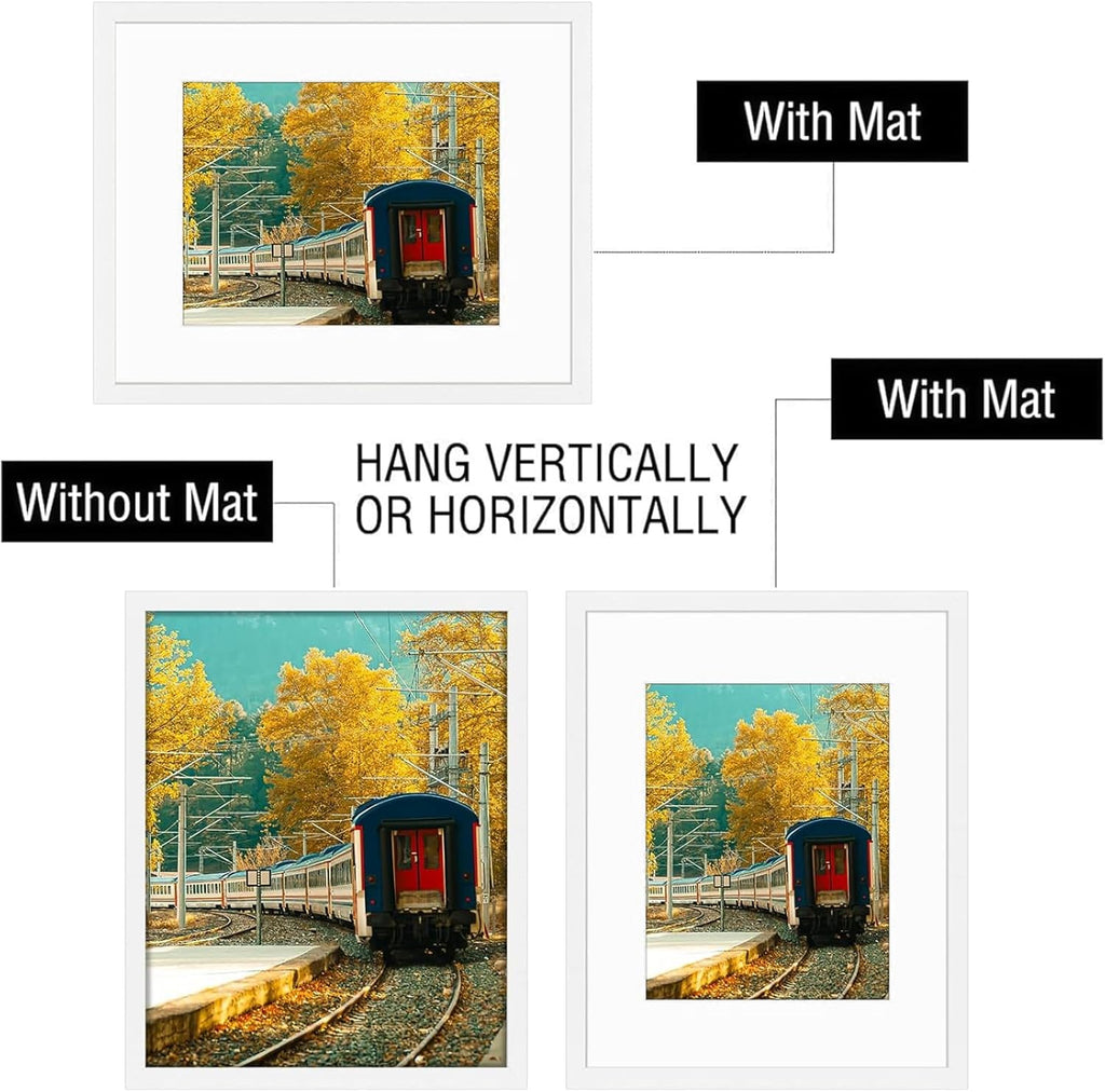 Golden State Art, 16X20 Picture Frame with Mat for 11X14 - High Definition Glass Wall Mounting Horizontal Vertical Display (White, 2 Pack)