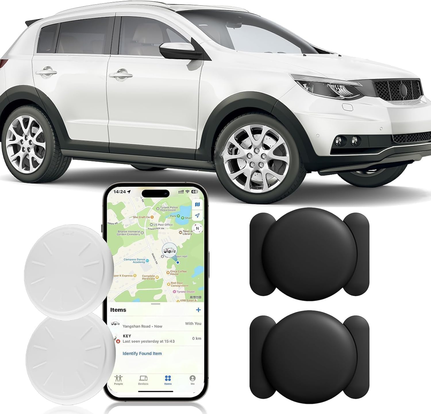 GPS Tracking Devices, 2PCS Tracker Device for Vehicles Work with Find My (iOS Only), Car Tracker Device Hidden with Magnetic Case, No Monthly Fee, GPS Tracker for Vehicles (Black)
