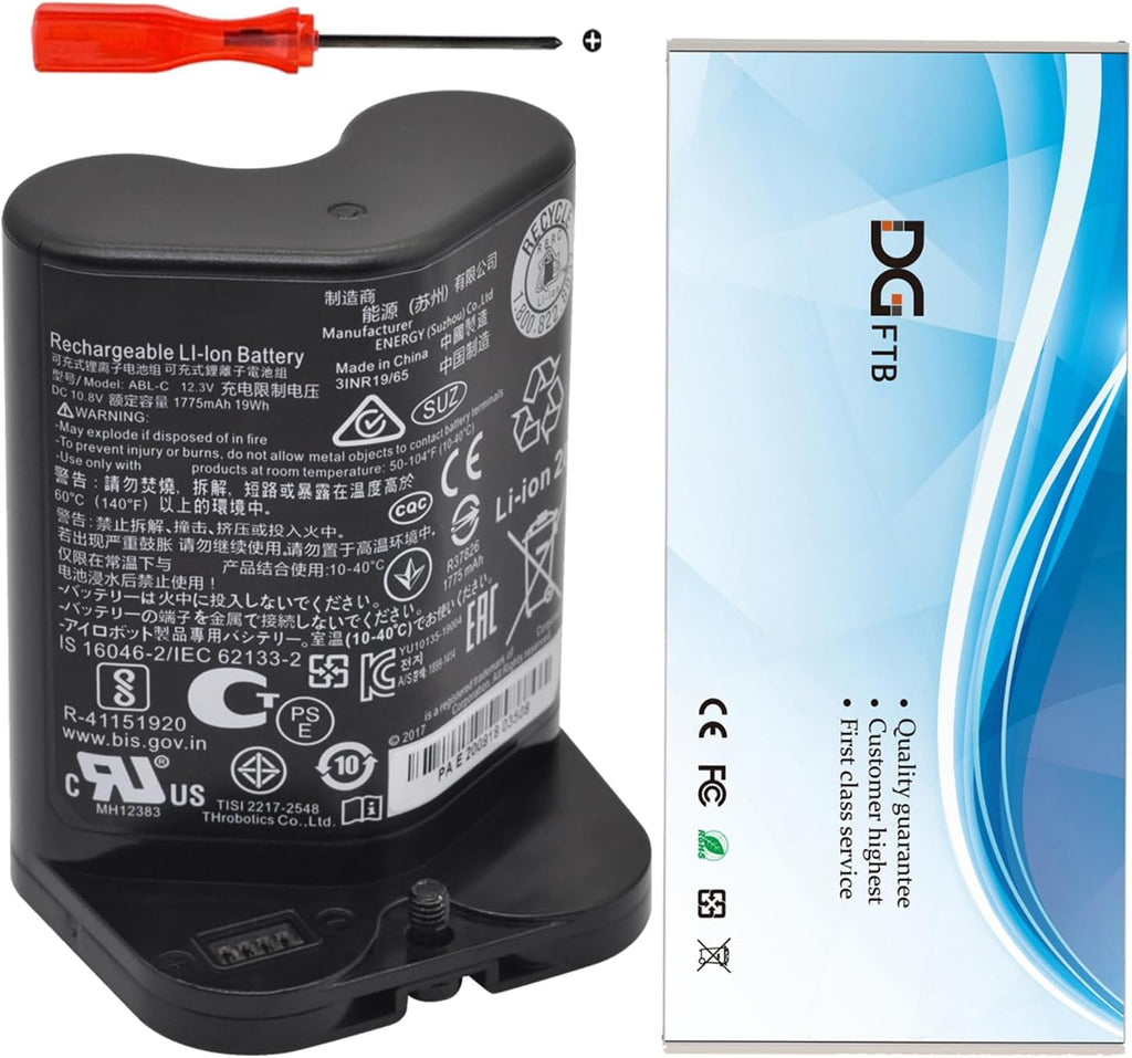DGFTB ABL-C Vacuum Cleaner Li-Ion Battery for iRobot Braava Jet M6 6110 Series M611020 M612880 M612680 M614480 6100 Ultimate Robot Mop Part Number Series 3INR 19/65 10.8V 1775mAh/19Wh