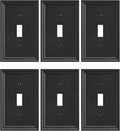 6-Pack Single Toggle Light Switch Covers Wall Plate, Black Decorative Switch Plate Covers, 1 Gang Natural Bamboo Fiber Wall Plate, Corrosion Resistant