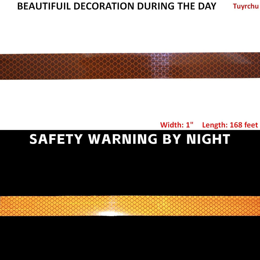 Non Fading Brown Reflective Tape Outdoor Waterproof 1 inch Wide, High Visibility Warning Industrial Marking Tape, Safety Stickers (168 feet)