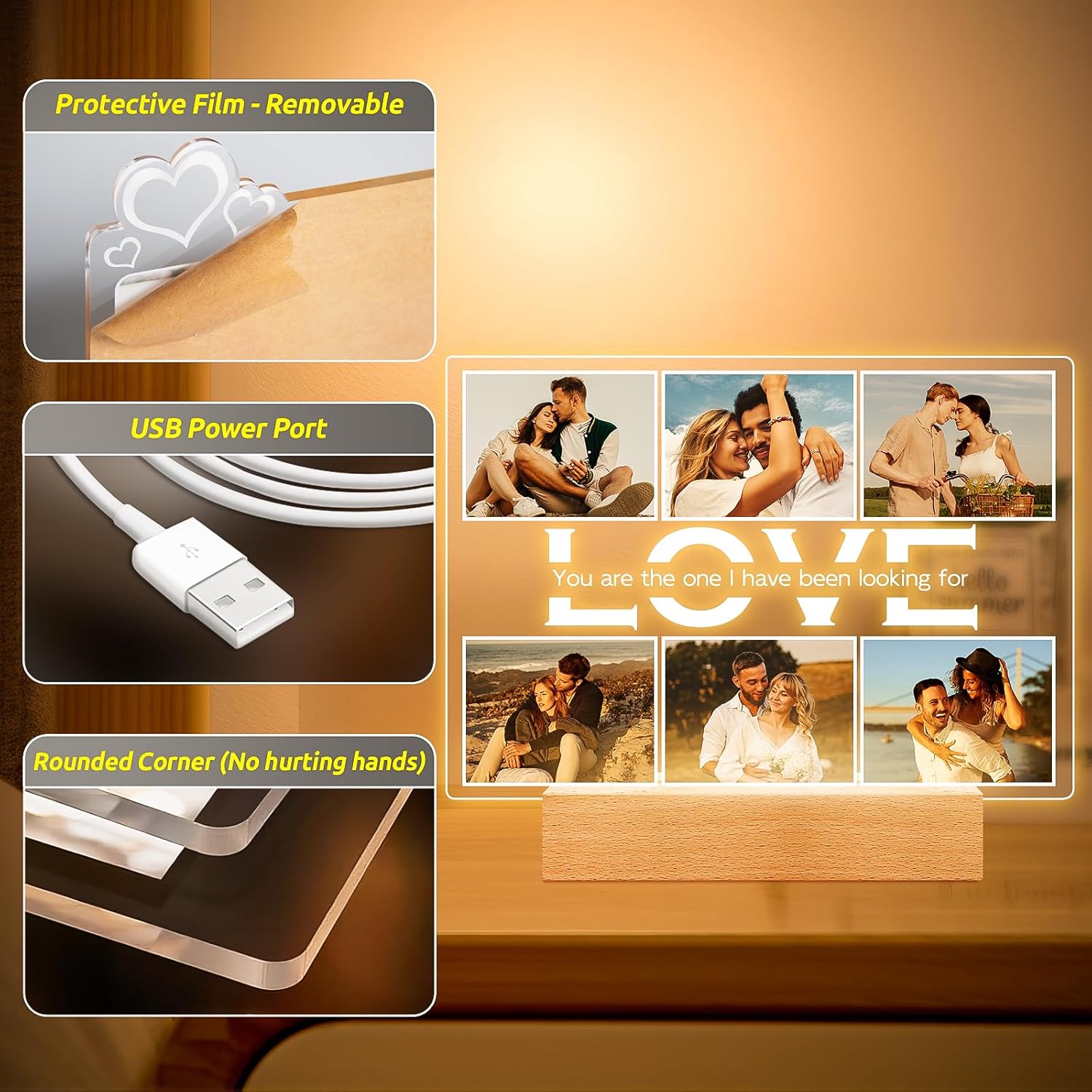 Custom Picture Frames, Personalized Photo Frame, Customized Picture Frame, Personalized Anniversary Valentines Day Gifts for Women Men Her Him Girlfriend Boyfriend Couple Wife Husband