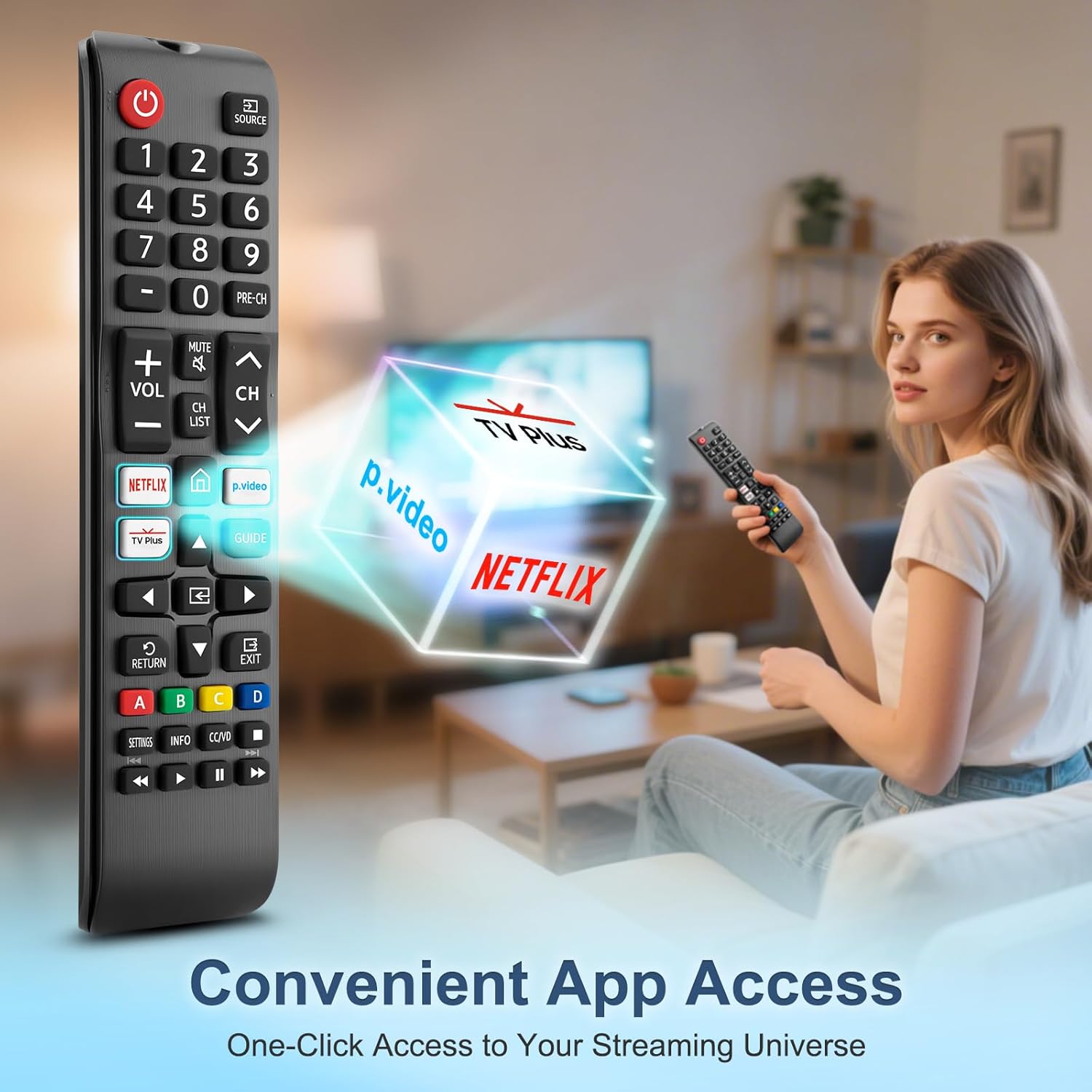【Pack of 2】 Universal for Samsung-TV-Remote-Control Replacement,Compatible with All Samsung Smart Frame QLED LED 7 Series TVs
