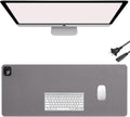 Onlytop Heated Desk Pad & Mouse Pad – Adjustable Temp & Auto Shut-Off, Large Waterproof Leather Warm Desk Mat with Non-Slip Base for Cold Office Winter Use (Gray, 31.5" x 13")