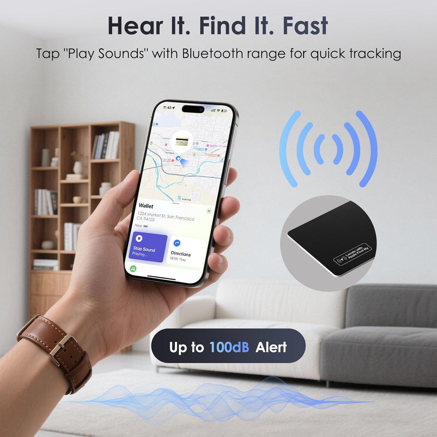 Air-Tag Wallet Tracker Card (iOS Only) - 0.07in Slim Tracking Card, IP68 Waterproof Bluetooth Smart Card, Work with Apple Find My, [Apple MFi Certified], Item Finder for Luggage, Passports, Purse