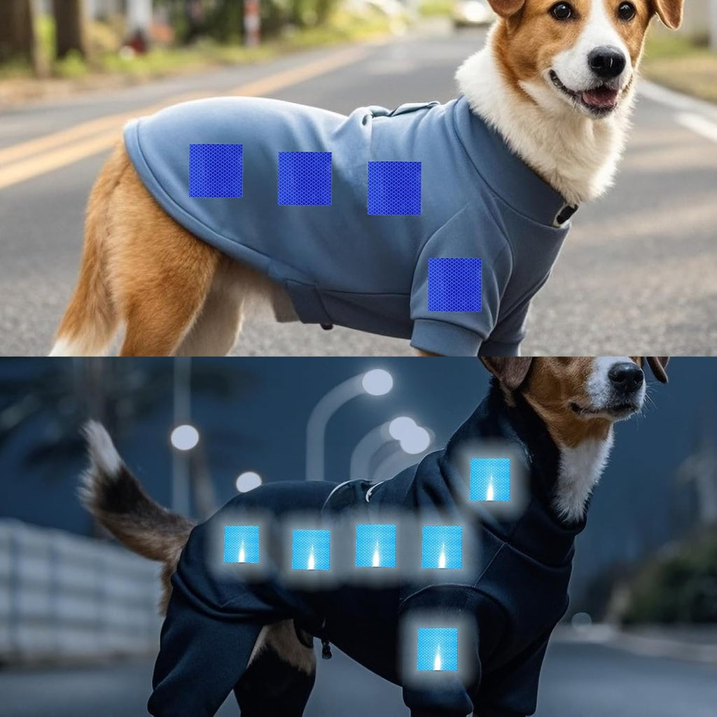 Non Fading Blue Reflective Stickers 3 inch X 3 inch, Outdoor Waterproof High Visibility Warning Safety Adhesive Reflector Tape (50 Pcs)
