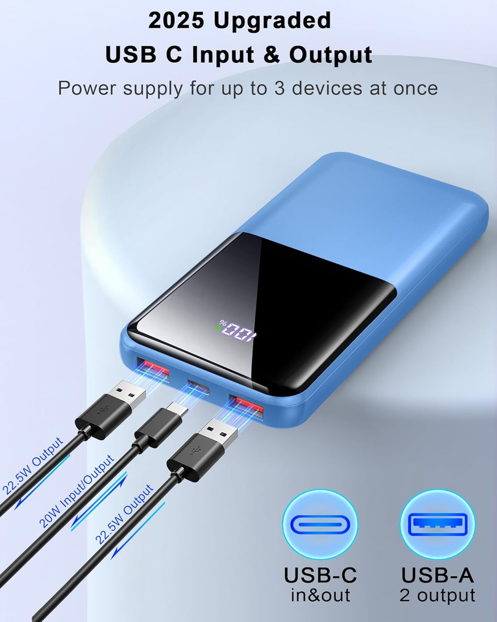 Portable Charger Power Bank, 10000mAh Mini Portable Battery Fast Charging Battery Pack Travel Essentials, PD 3.0 QC 4.0 External Phone Powerbank for iPhone Android Samsung and USB/USB-C Devices