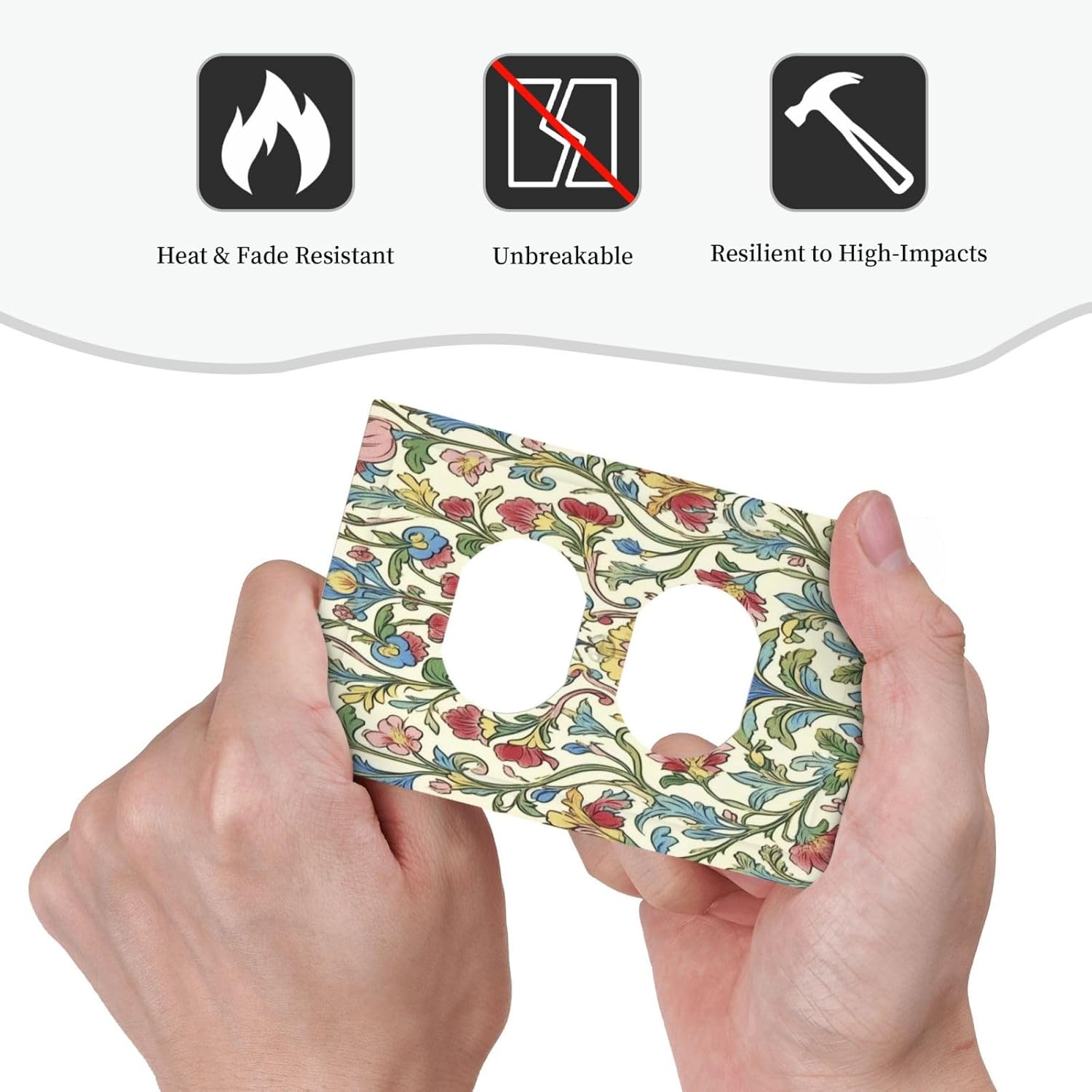 Outlet Covers Boho Red Floral Morris Plant Leaves 1 Gang Duplex Light Switch Cover Decorative Switch Plates Electrical Receptacle Faceplate Wall Plate For Farmhouse Cabin Decor