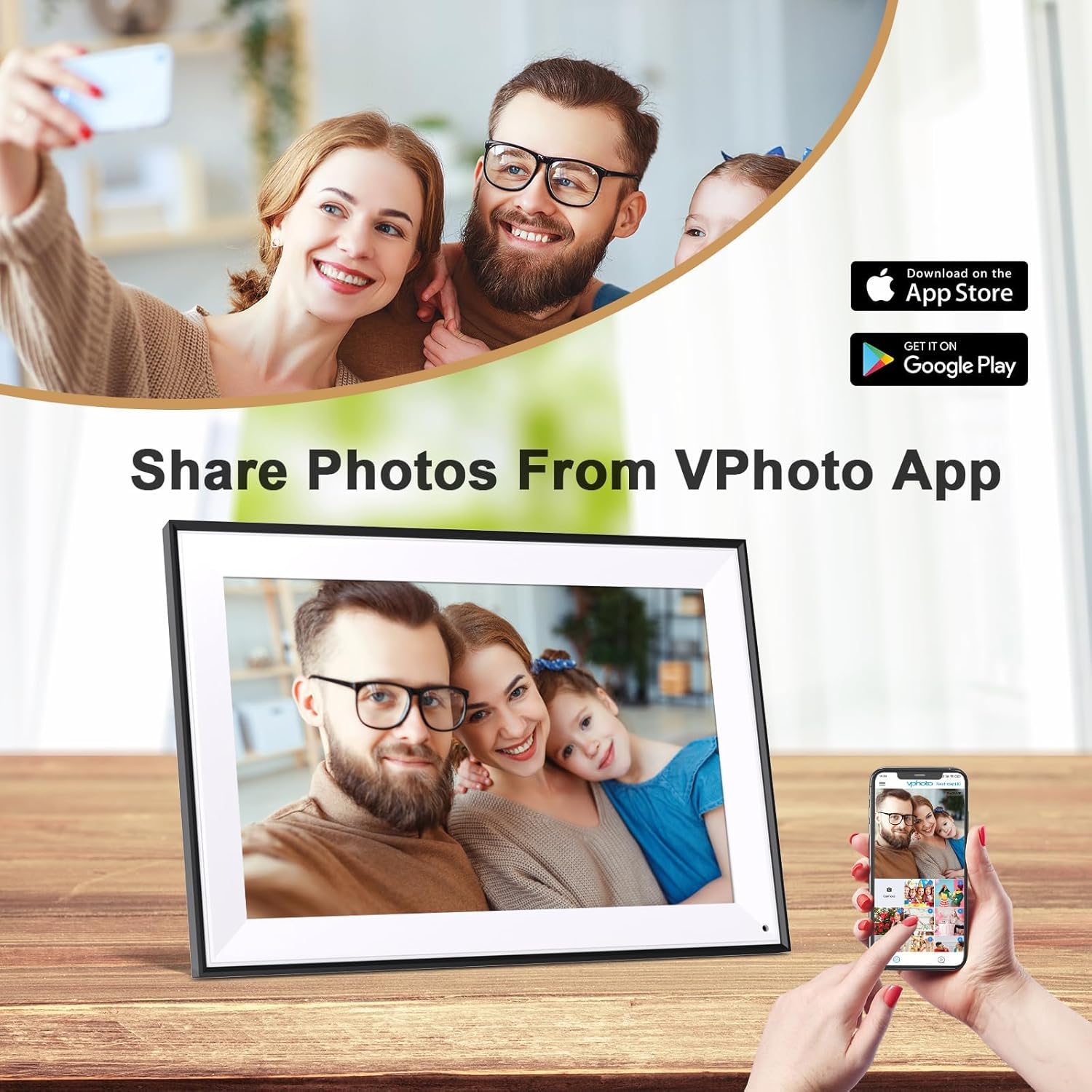 Digital Picture Frame 10.1-inch Digital-Photo-Frame - IPS Touch Screen Digital Frame, 32GB, Auto-Rotate, Light Sensor, Easy Setup to Share Photos/Videos via APP Email, Gift for Family Friends