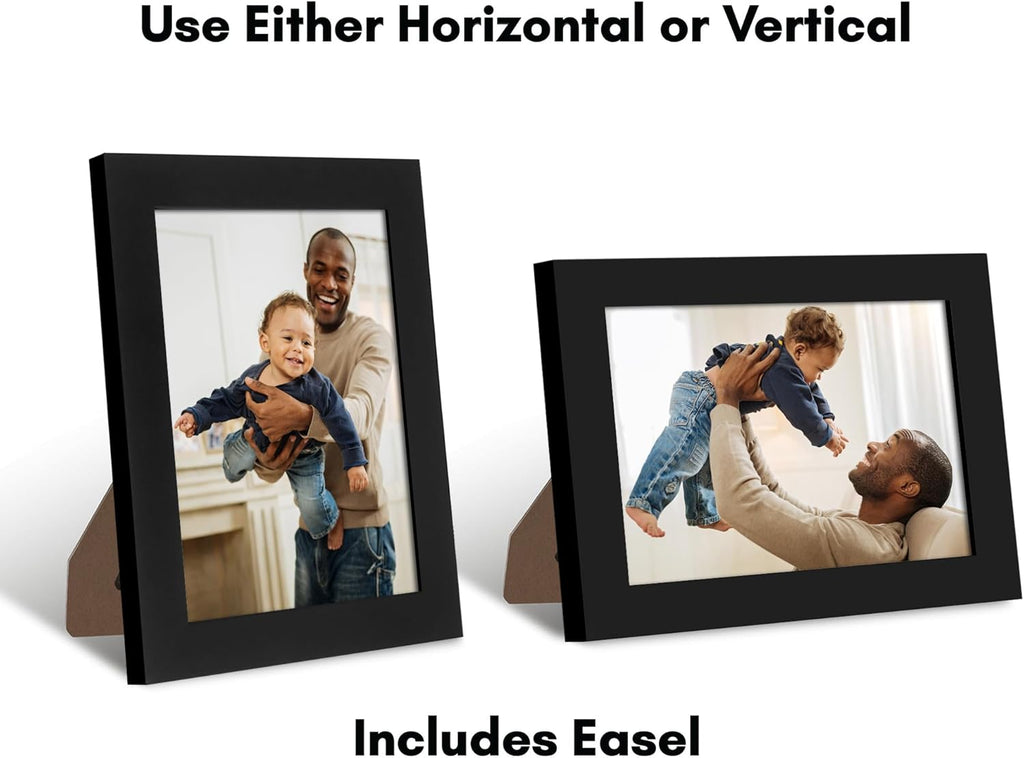 Americanflat 5x7 Picture Frame with Shatter-Resistant Glass - Signature Collection - Gallery-Style Frames Made of Engineered Wood - Photo Frame for Tabletop and Wall Display - Black