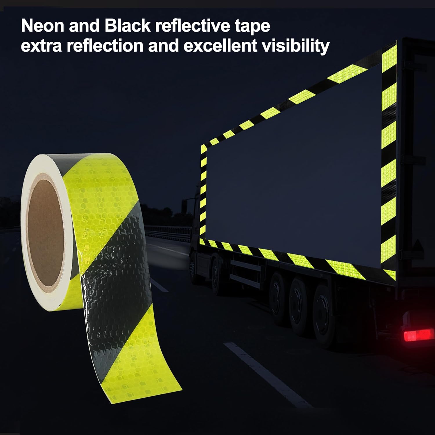 Neon Black Reflective Chevron Tape 2 Inch x 33 FT Waterproof Caution Tape Reflective Stickers for Floor,Step,Cars,Warehouse,exit.