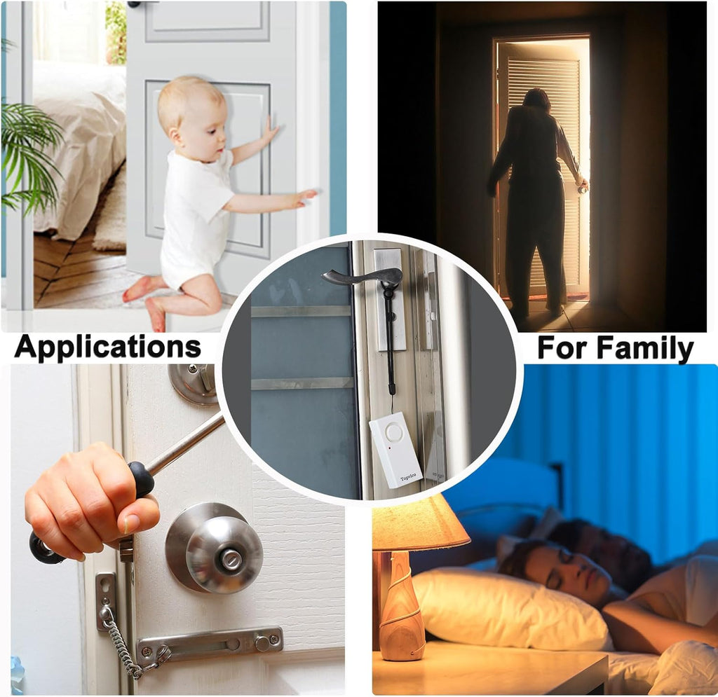 Topvico Door Handle Alarm Vibration Triggered, Hotel Travel Portable Door Alarm, 130dB Wireless Home Security for Kids, Elderly, Dementia, Remote Controller for Sensitivity Volume Adjust, 1 Pack