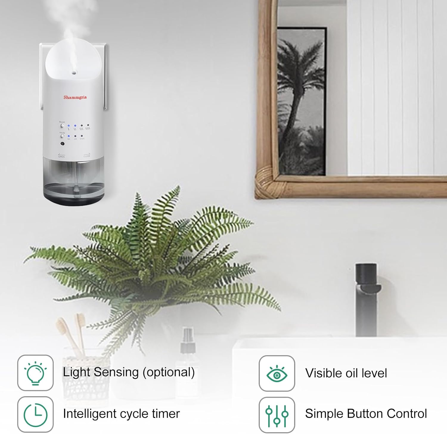 2026 Plug-in Essential Oil Diffuser – Waterless Scent Diffuser, Smart Wall Diffuser for Home, Office, & Spa, Covers Up to 500 Sq. Ft., 160ML Capacity, Portable Aromatherapy Aroma Diffuser, White