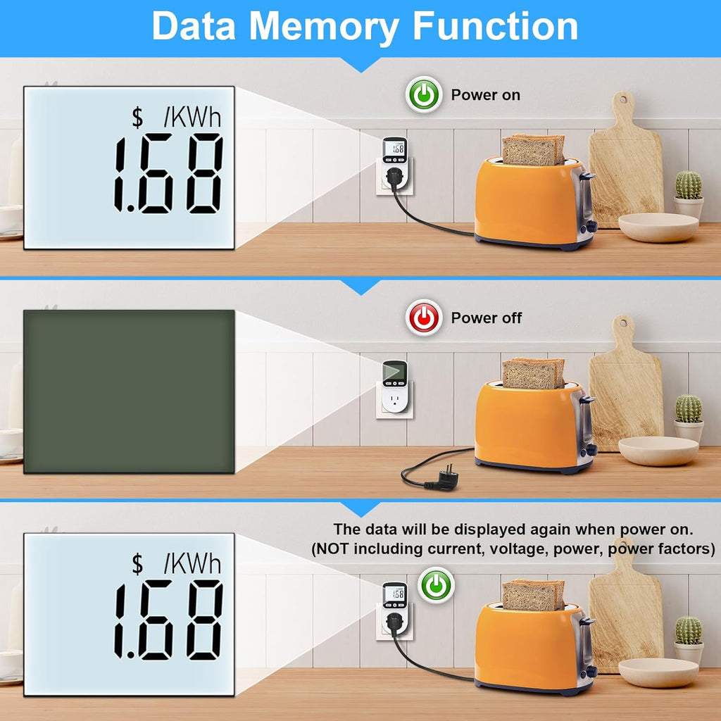 2 Pack Watt Meter Power Meter Plug Home Energy Monitor Electricity Usage Monitor, Electrical Usage Monitor, Energy Voltage Amps Meter Tester with Backlight, Overload Protection, 8 Display Modes