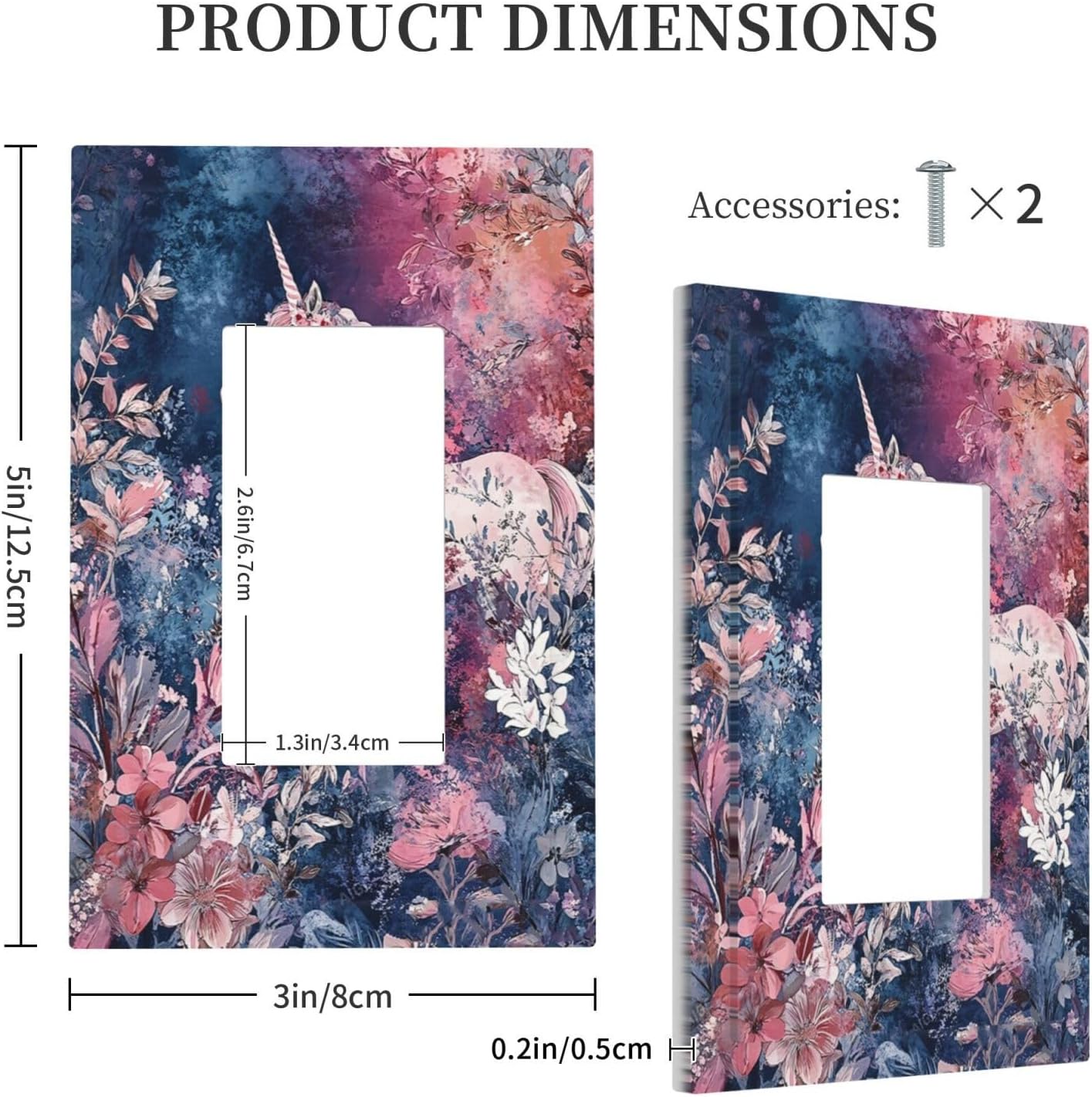 Decorative Outlet Covers Fantastic Pink Unicorn Wildflower Forest 1 Gang Single Rocker Light Switch Cover Plate GFCI Wall Plates Electrical Switch Plate Cover for Bedroom Kids room Decor