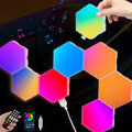Hexagon Lights Wall Panels, Smart LED Wall Lights with APP, DIY Modular Assembled Music Sync RGB Gaming, Hex Light with USB-Power for Autism, Game Room Decor, Party (6-Pack)