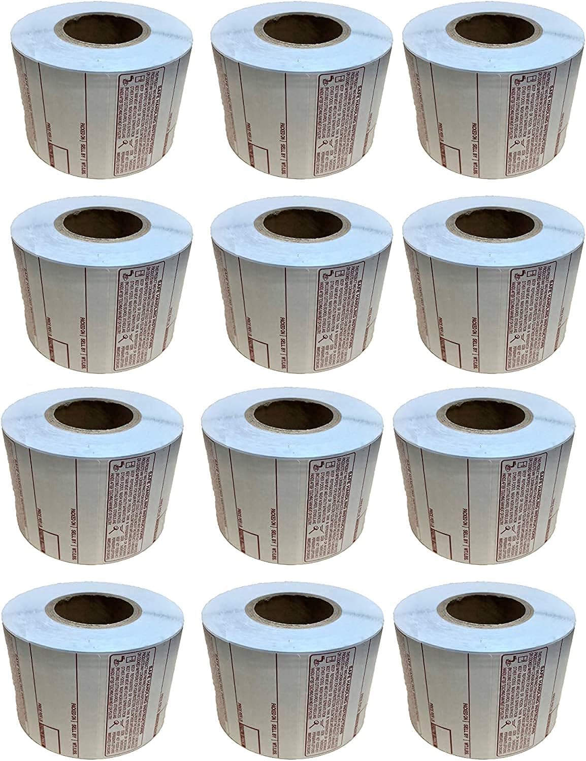 VisionTechShop LST-8040 Printing Scale Label, All RED Letters, 58 x 60 mm, UPC 12 Rolls