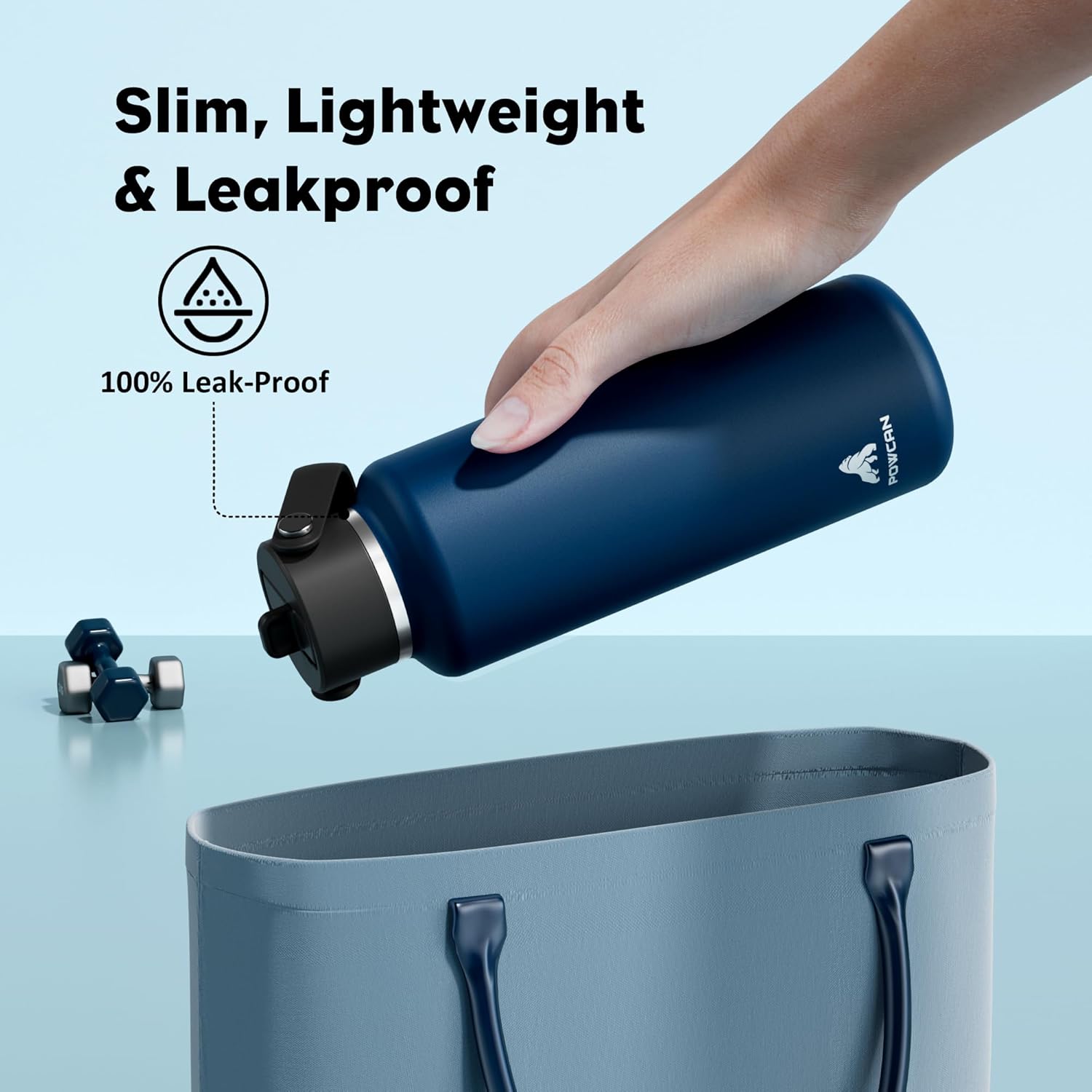 POWCAN Kid Water Bottle Insulated: Leakproof Lid with Straw, Lightweight, BPA-Free, Flex Cap, Stainless Steel Water Bottle for School, Boy, Outdoors, Walking, Cycling, Camping, Birthday (Indigo Blue)