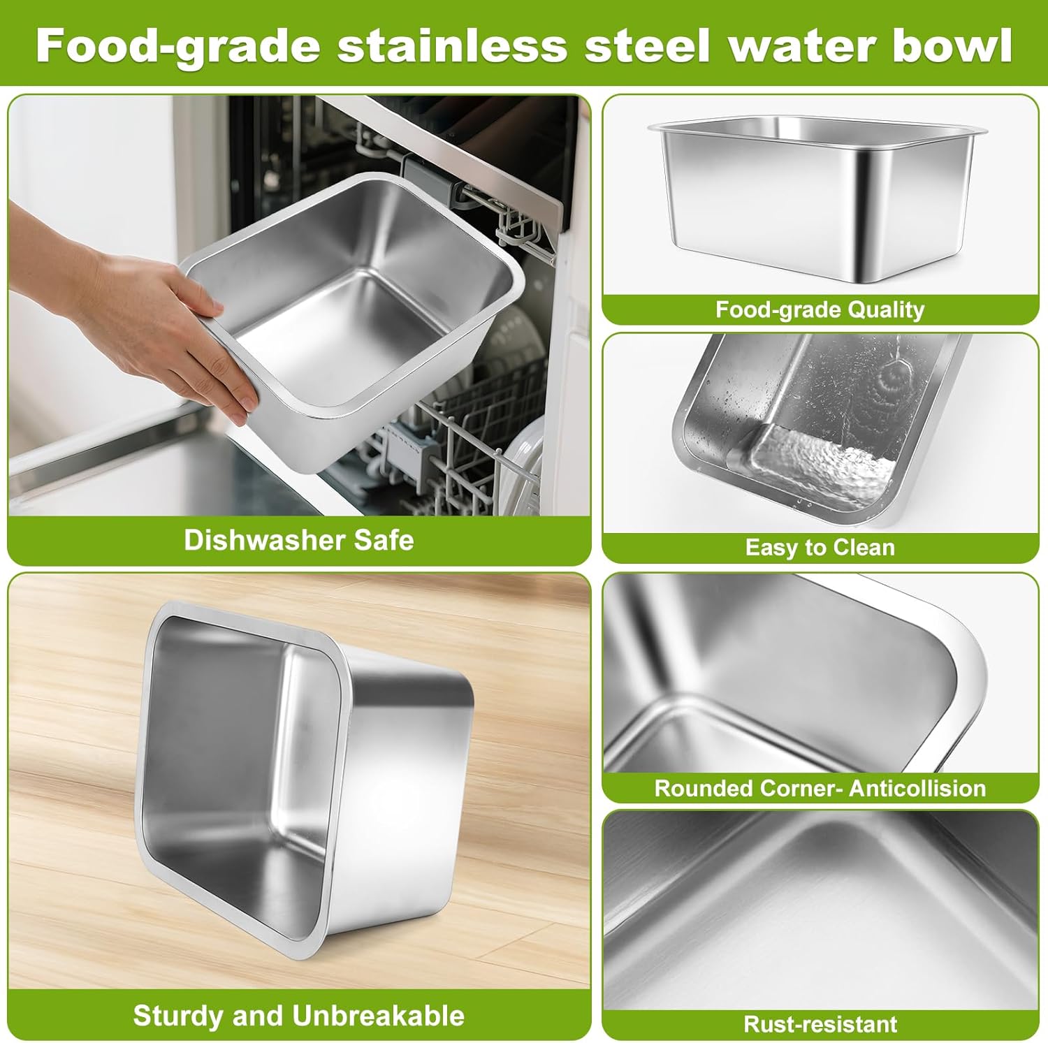 Adjustable Height Elevated Large Dog Water Bowls with Stainless Steel Bowls and Metal Stand，4-Level (8/10/12/14 Inches) Pet Bowl for Dogs for Large Medium Dogs - Durable, Easy to Clean (2gallon)