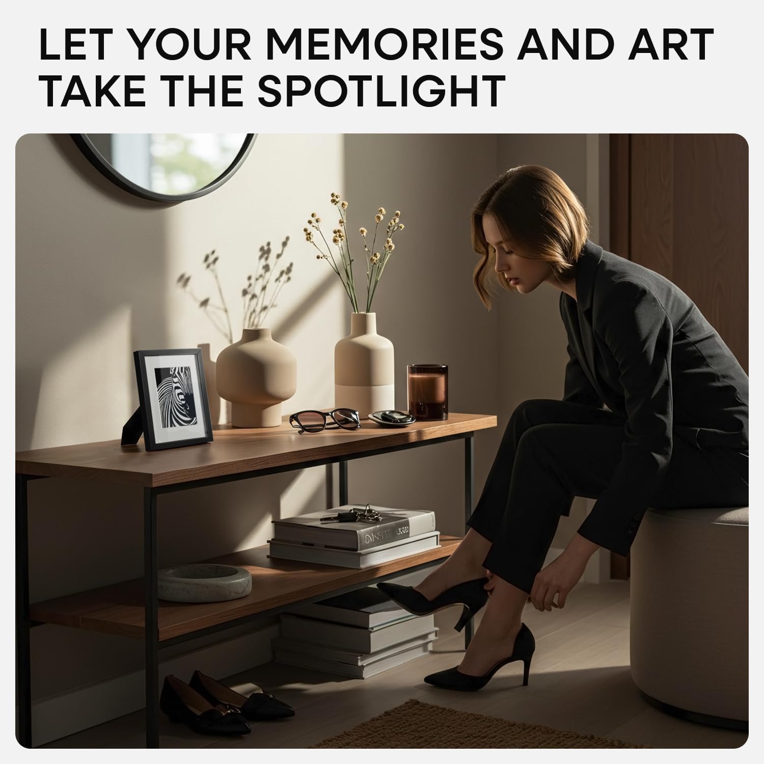 Homeforia 5x7 Picture Frame Black, High End Metal 5 x 7 Black Frames with Mat 4 x 6 for Art, 5x7 Desk Frame Matted to 4x6 inch Photo, 5 by 7 Wall or Tabletop Frames, Tempered Glass, Wall Kit, Set of 2