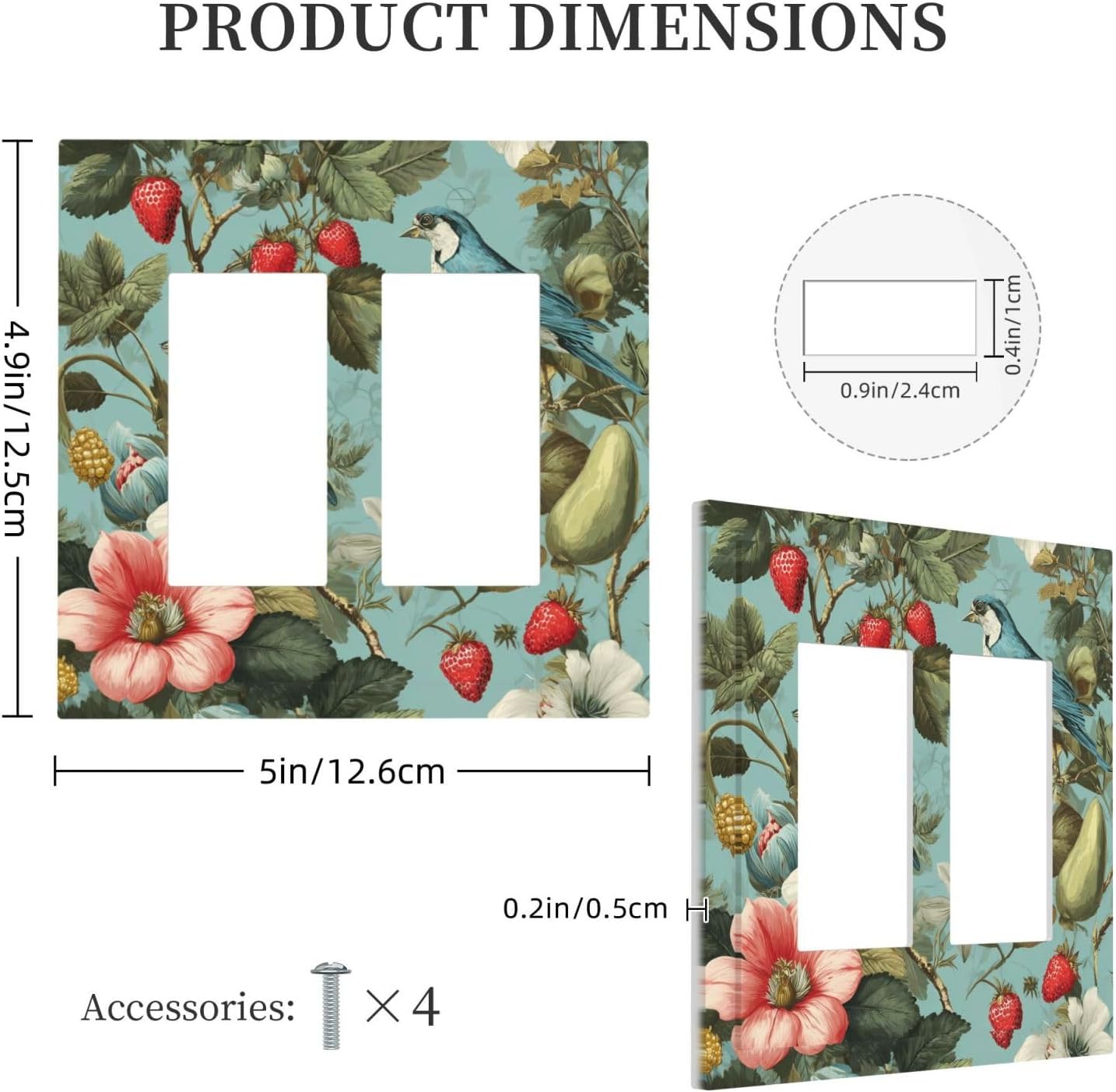 William Morris Flower 2 Gang Double Rocker Wall Plate Cover Decorative Light Switch Covers Electrical Faceplate Switch Plates for Bathroom Kitchen Home
