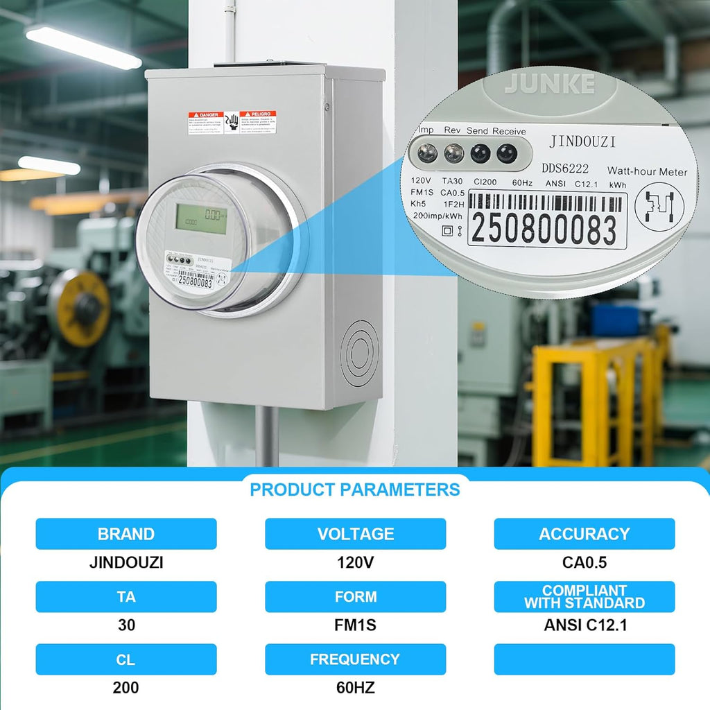 Digital Electric Meter,120V 2 Wire KWH Meter,Watt Meter, Used for RV and Home Meter