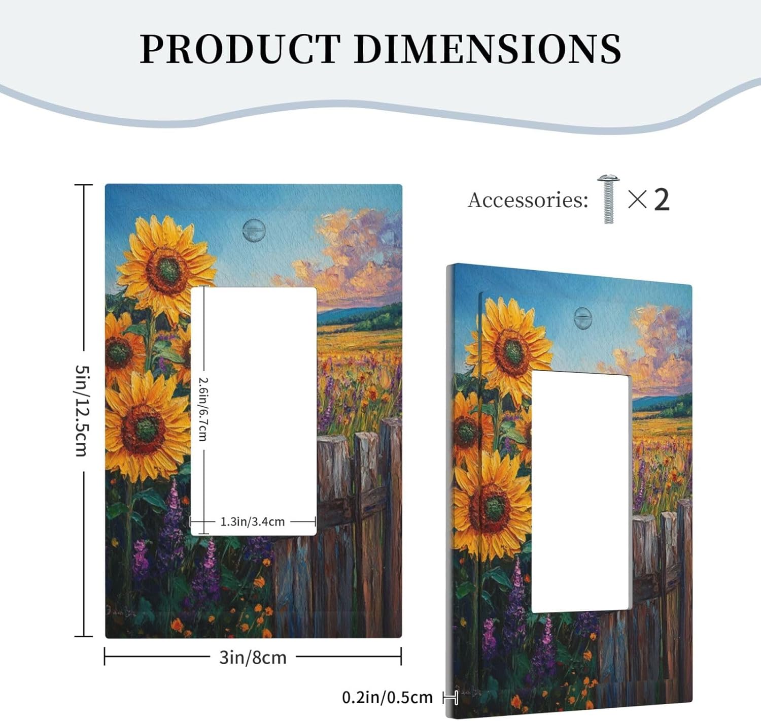 Decorative Outlet Covers Rustic Wilderness Sunflower Lavender Muzha Oil Painting 1 Gang Single Decora GFCI Device Light Switch Covers Plate 1 Rocker Wall Plate Faceplate