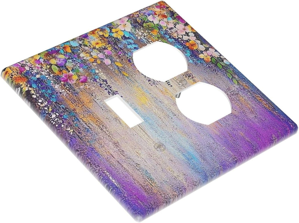Colorful Country Flower Wildflower Floral Wallplates 1 Toggle 1 Duplex Switch Plate Electrical Gfci Faceplate Decorative Light Switch Covers For Bed Room Living Room Decor