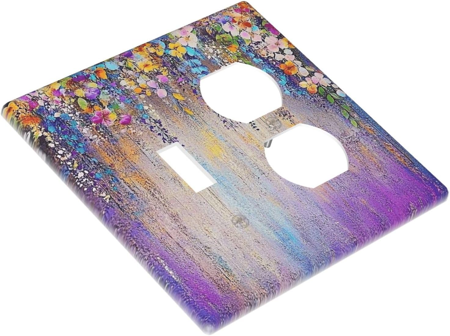 Colorful Country Flower Wildflower Floral Wallplates 1 Toggle 1 Duplex Switch Plate Electrical Gfci Faceplate Decorative Light Switch Covers For Bed Room Living Room Decor