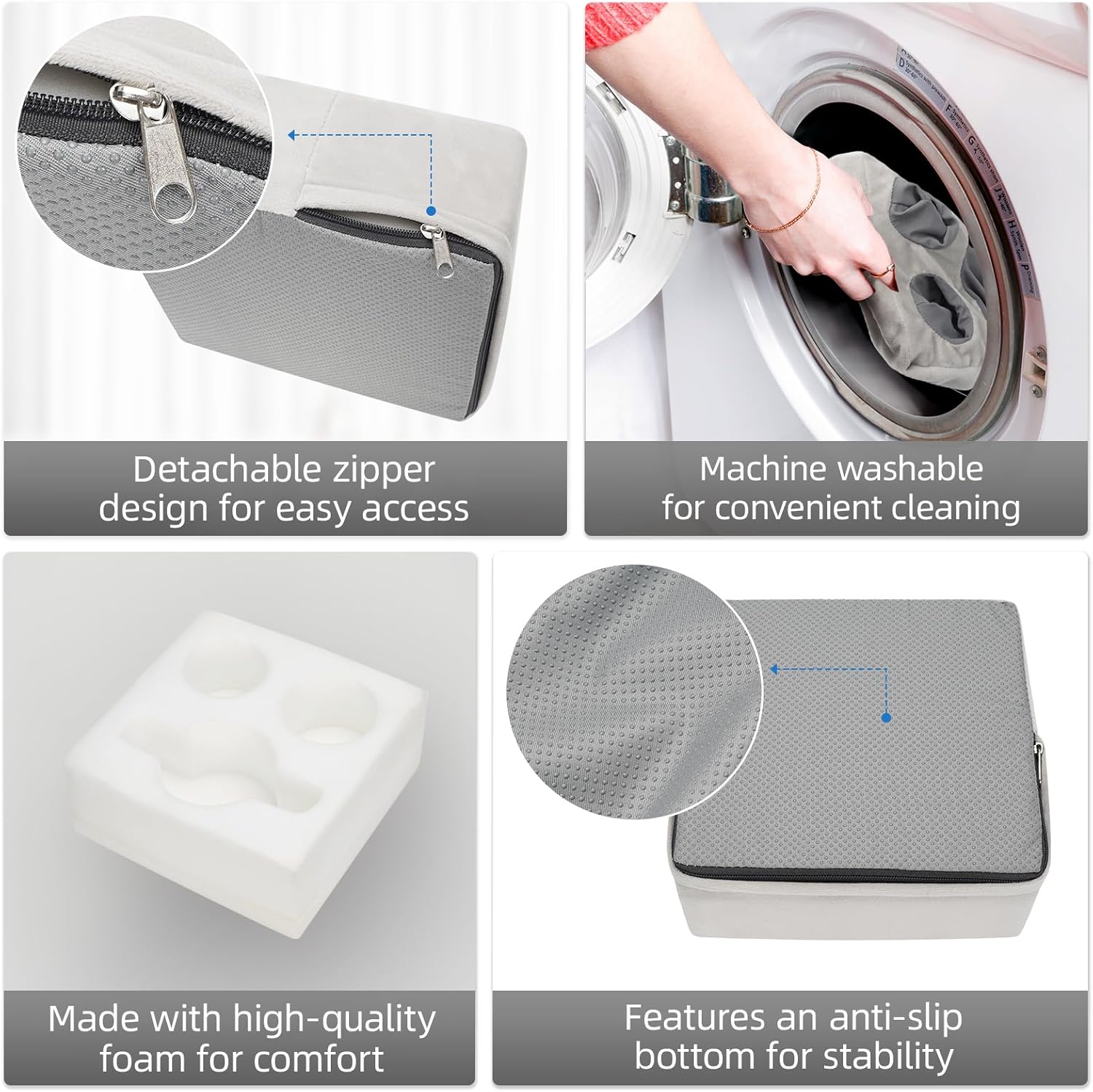 G GOOD GAIN Couch Cup Holder Pillow, Spill-Proof Sofa Drink Cup Holder & Multi-Use Organizer for Sofa, Bed, Car, Beach - Holds Mugs, Phone, Snacks, Remote Control, KeepTemp Design (LightGrey)