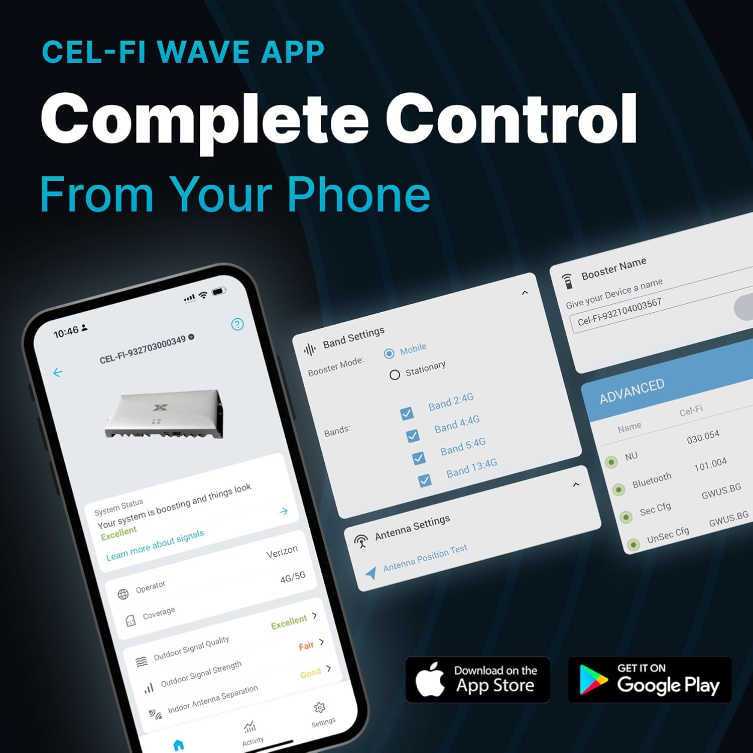 CEL-FI GO G41 | Cell Phone Booster for Home | 4G, 5G, AT&T, Verizon & T-Mobile | Up to 15,000 Sq Ft Coverage | 100 dB Cell Phone Signal Booster | FCC Approved (1x Antenna w/Grid)