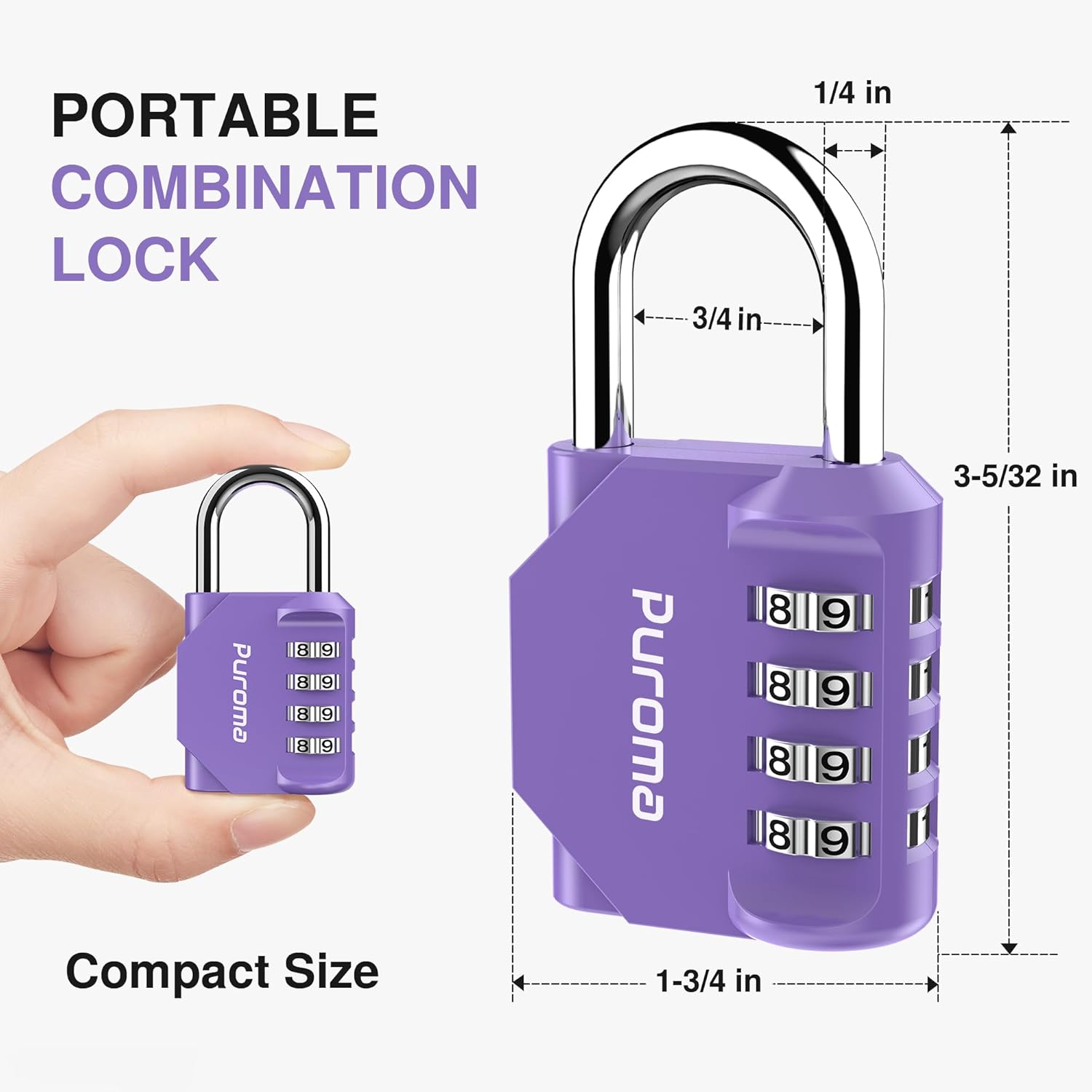 Puroma 2 Pack Combination Lock for Locker 4 Digit Outdoor Waterproof Padlock for School, Gym, Sports, Fence, Toolbox, Gate, Case, Outdoor, Hasp Storage (Purple)