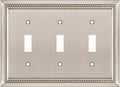 Henne Bery Sunken Pearls Heavy Duty Decorative Wall Plate Switch Plate Outlet Cover (Triple Toggle, Satin Nickel)
