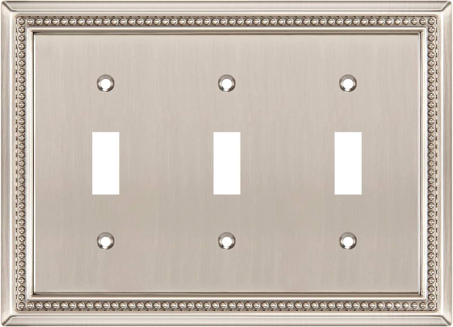 Henne Bery Sunken Pearls Heavy Duty Decorative Wall Plate Switch Plate Outlet Cover (Triple Toggle, Satin Nickel)