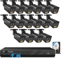 16 Channel Security Camera System 4K PoE, 16x 8MP IP Bullet Cameras Outdoor, 16CH NVR & 4TB HDD, Smart Color Night Vision, 2 Way Audio, AI Human Vehicle Detection, Remote Access, PB65B1616-8MD