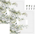 Decorative Light Switch Plate Covers Rustic Eucalyptus Leaves Green Leaf 2 Gang Light Switch Cover Unique Double Toggle Wall Plate Outlet Covers for Bedroom Home Decor （2 Pack）