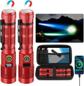 Rechargeable Flashlight High Lumens- Super Bright Magnetic Flash Light with Power Digital Display,Long Range,Dimmable,Waterproof,Pocket LED Flashlights for Emergency Camping 2PC Red